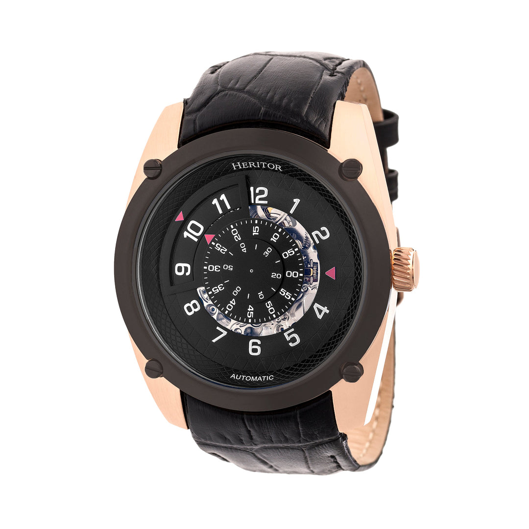 Daniels Genuine Leather Rose Gold/Black | Black Dial
