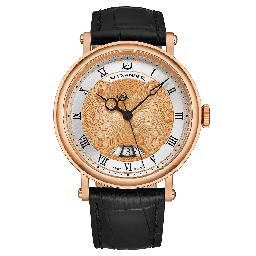 A153-05 Black/Leather | Rose / Salmon Dial
