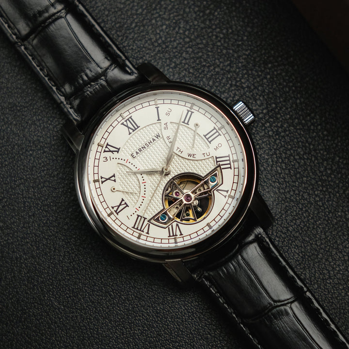 Heritage Longcase Double Retrograde Calendar Open Heart Automatic White / Genuin