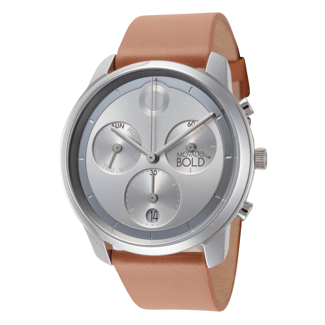 Bold Trend Element Silver Dial / Brown Leather Strap Silver Dial