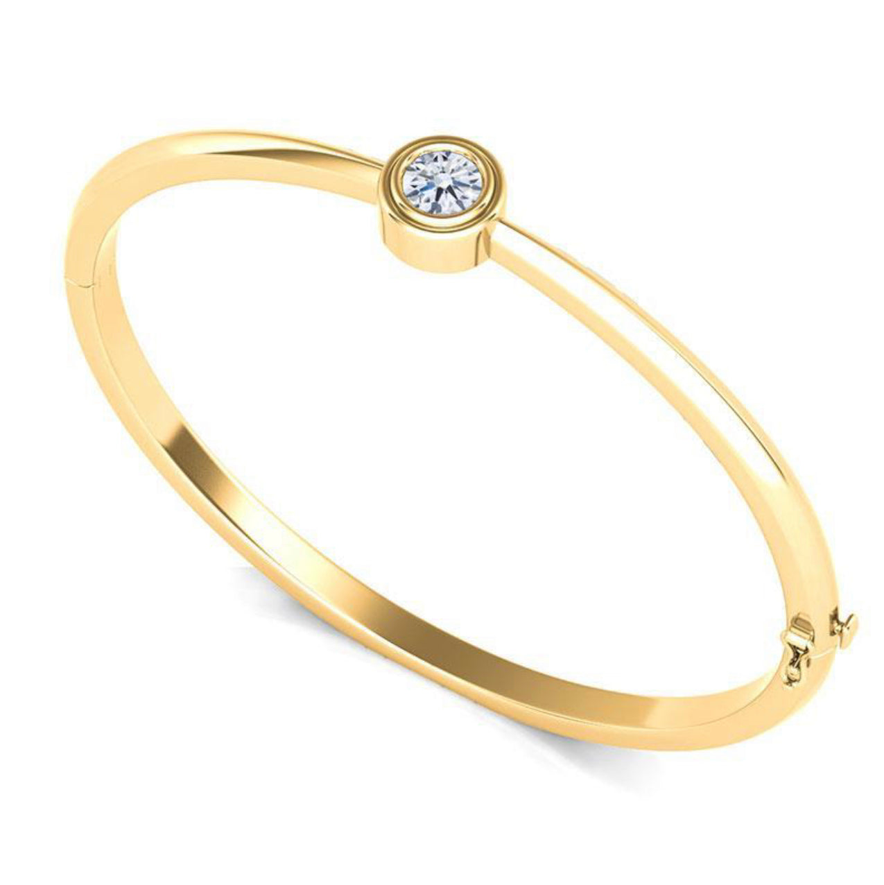 14K Gold Solitaire 1.50ctw Diamond Bezel Bracelet