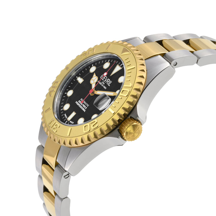 Wall Street Gevril Swiss Made SW200 Steel Rotating Bezel Diver's watch, Two tone