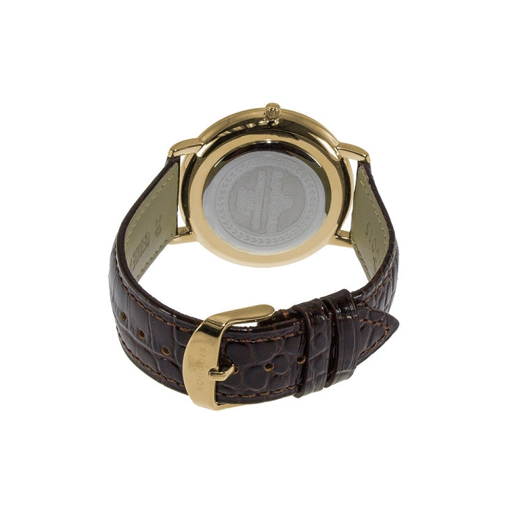 Covington  Series brown band/gold white | White Dial