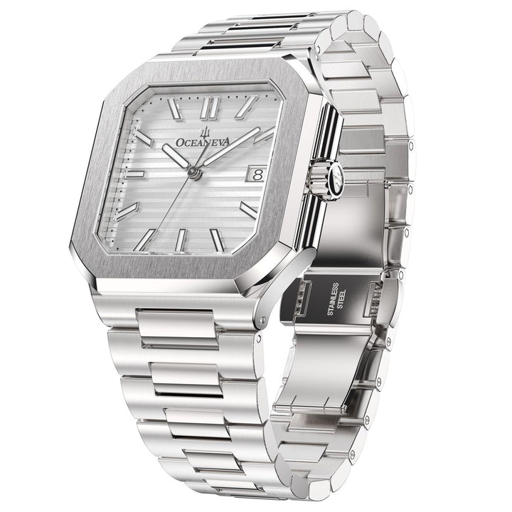 Tenuis Ultra-Thin Swiss Movement Automatic Watch Silver Bezel| Silver, sunray Di