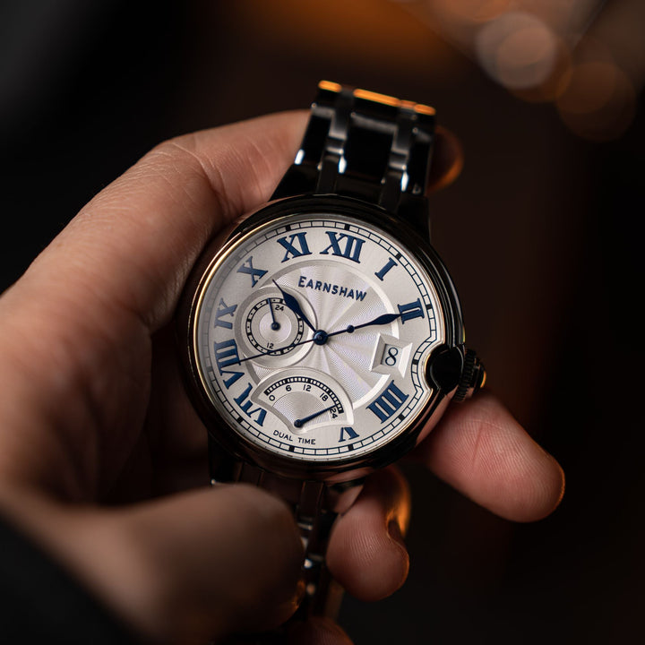 Thomas Earnshaw Barallier Retrograde Dual Time Silver / Stainless Steel | Silver