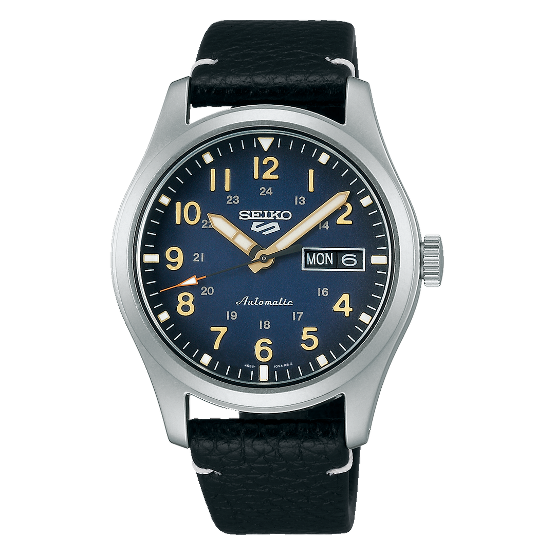 5 Sports Field Series Blue Dial Black Leather Strap 39.4mm Blue Dial