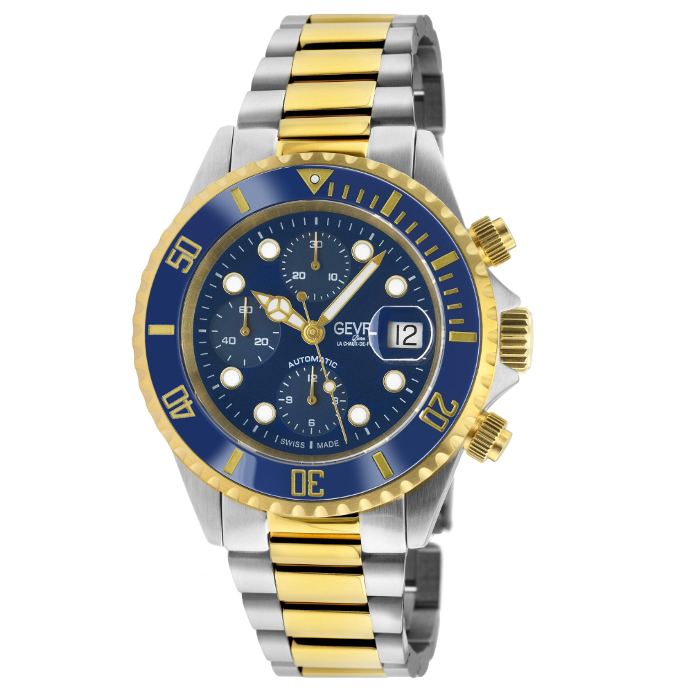 Wall Street Swiss Automatic Chronograph Sellita SW500 Blue Ceramic Bezel Divers 