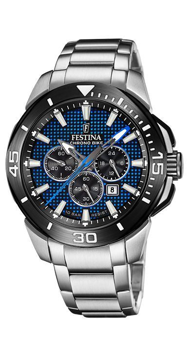 Chrono Bike Blue / Stainless Steel | Blue Dial