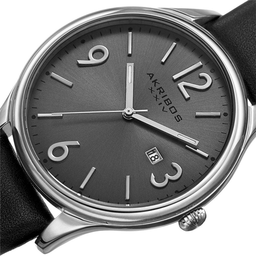 Round Silver Dial Three Hand Quartz Stainless Steel Black/Silver | Silver Dial