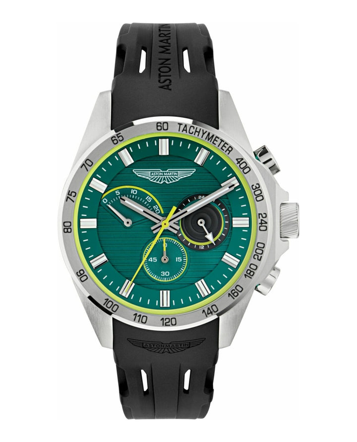 HLC Stainless Steel/Green/Black Silicone Strap Green Dial