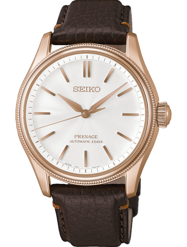 Presage Pearl White/Brown Leather White Dial