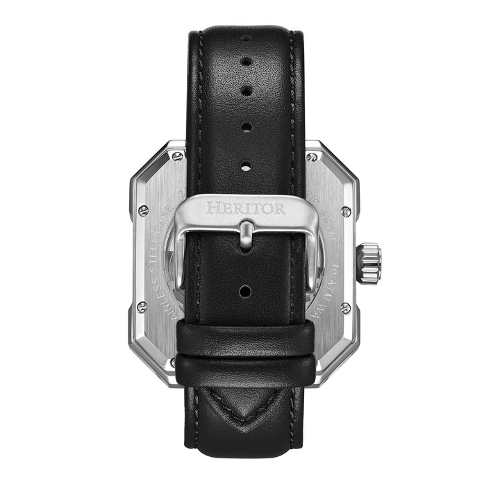 Campbell Leather-Band Skeleton Watch Silver | Silver Dial
