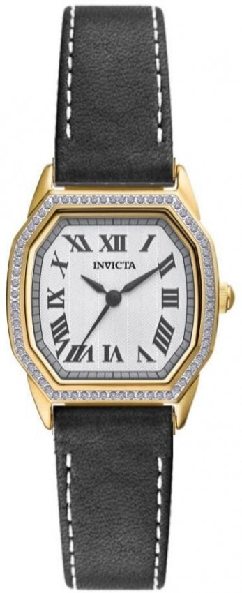 Wildflower Lady Silver-Tone Dial / Black Leather Strap Silver-tone Dial
