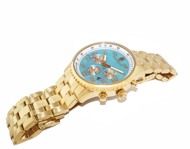 Aureum-MB Goldtone/Sky Blue | Sky Blue Dial