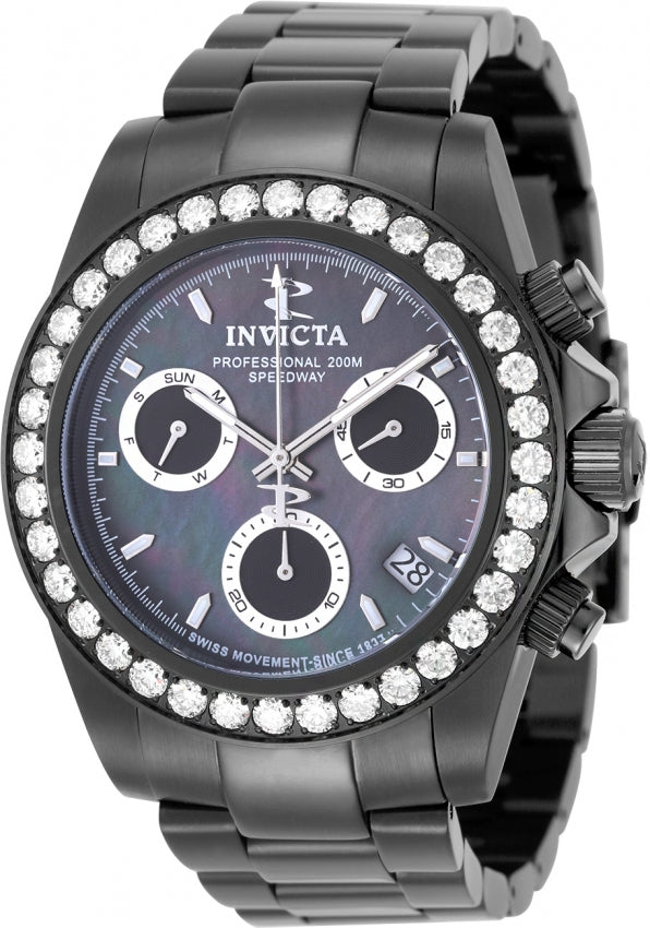 Elite Diamond Black Mother-of-Pearl dial / Black Stainless Steel Bracelet Black 