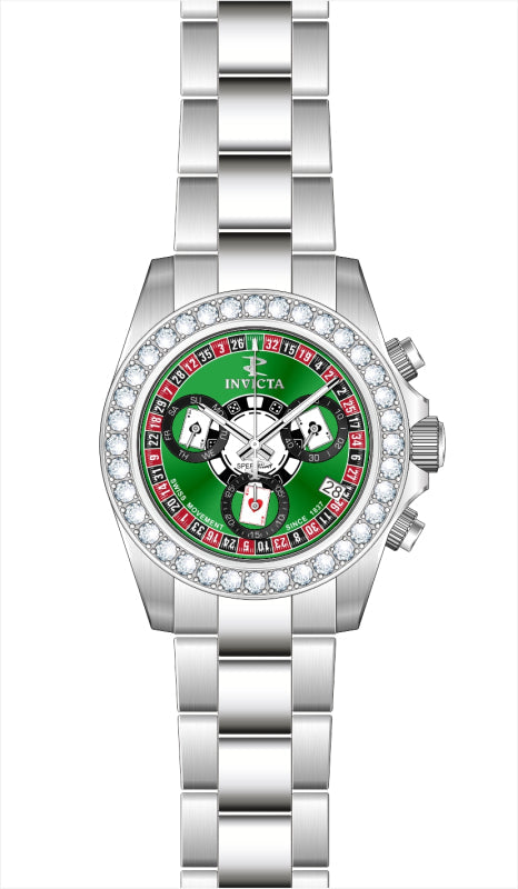 Elite Diamond Green dial / Silver Stainless Steel Bracelet Green Dial