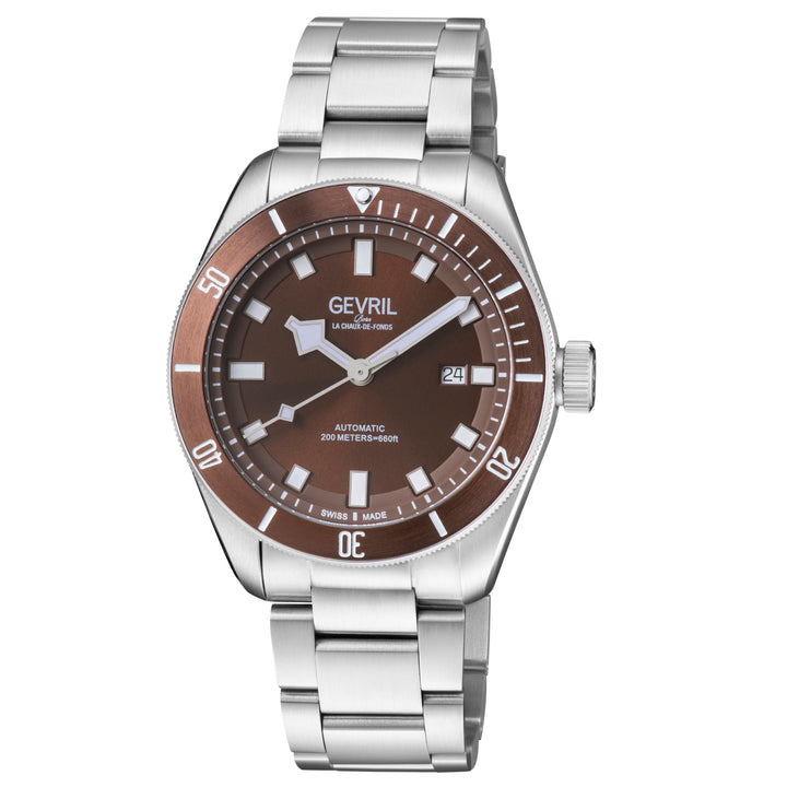 Yorkville Gevril Men's BrownDial Sellita SW200 Swiss Automatic Unidirectional Be