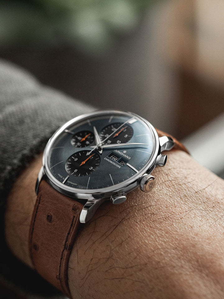 Meister Chronoscope Sapphire Gray Dial / Brown Ostrich Leather Strap Gray Dial