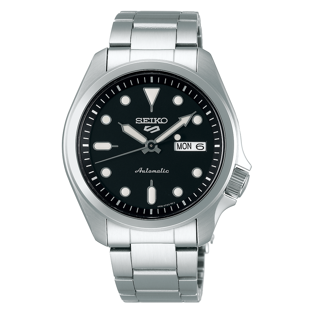 5 Sports SKX - Smooth Bezel Black Dial / Stainless Steel Strap Black Dial
