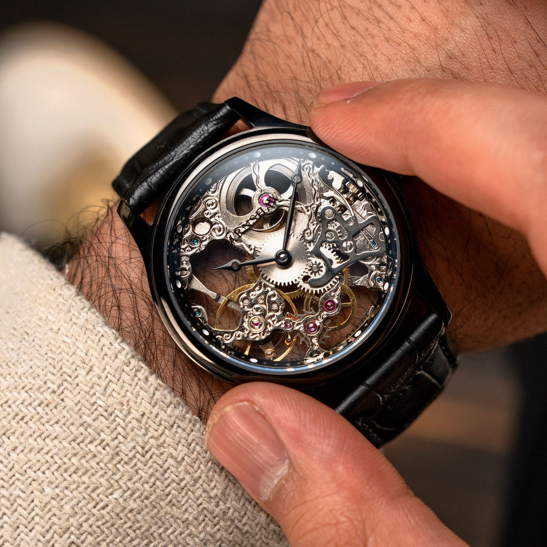 Bauer Mechanical Skeleton Transparent / Genuine Leather | Transparent Dial