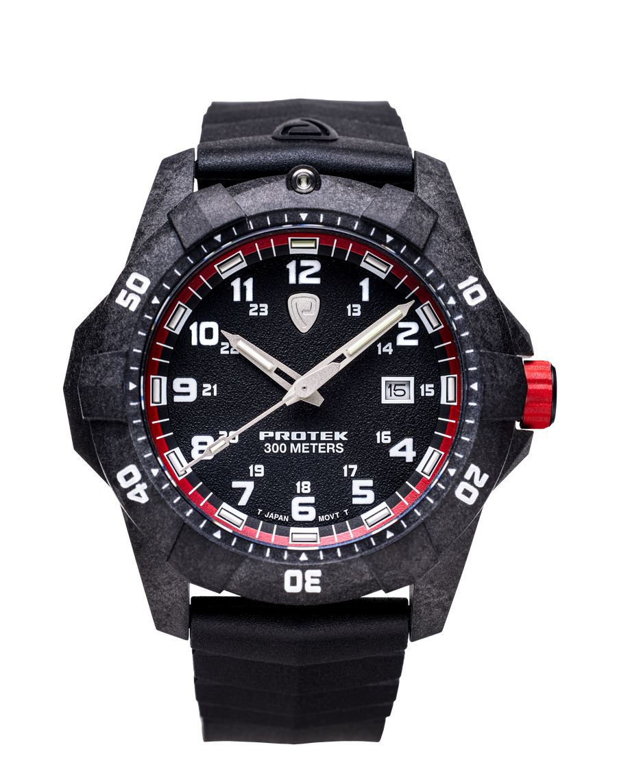 Carbon Dive CARBON CASE/BLACK&RED DIAL/BLACK STRAP | Black Dial