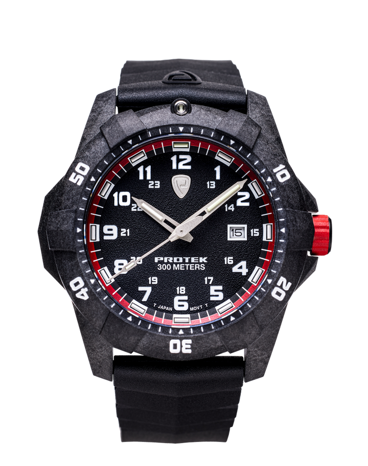 Carbon Dive CARBON CASE/BLACK&RED DIAL/BLACK STRAP | Black Dial