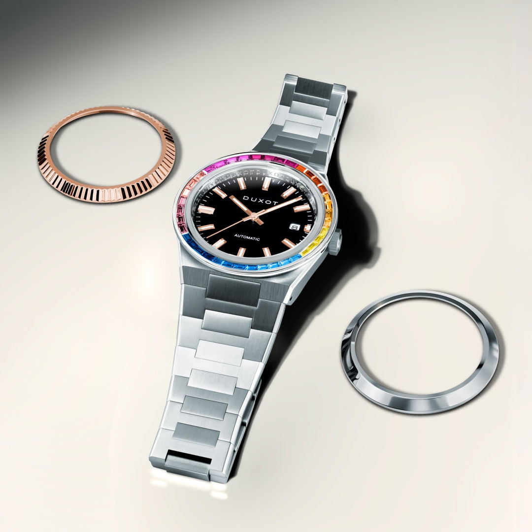 Alicante Rainbow Automatic Black & Rose Gold / Stainless Steel | Black Dial