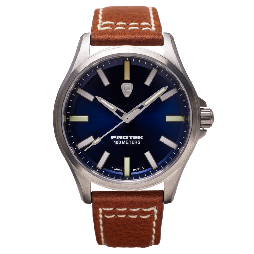 Titanium Field Black Case, Blue Sunray Dial, Dark Tan Strap | Blue Dial