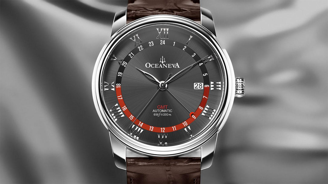 OceanTrek Automatic GMT 200M – Black Dial with Red Accents