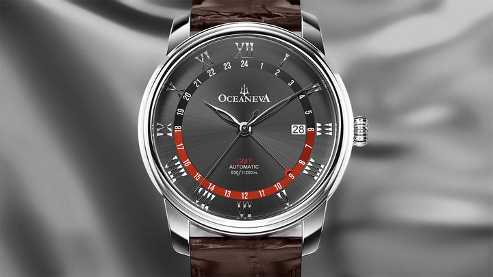 OceanTrek Automatic GMT 200M – Black Dial with Red Accents
