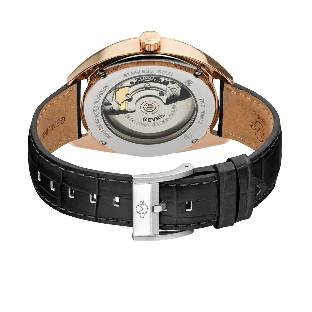 Five Points Gevril Selita SW200 Swiss Made Five Points Watch Italian Black Leath