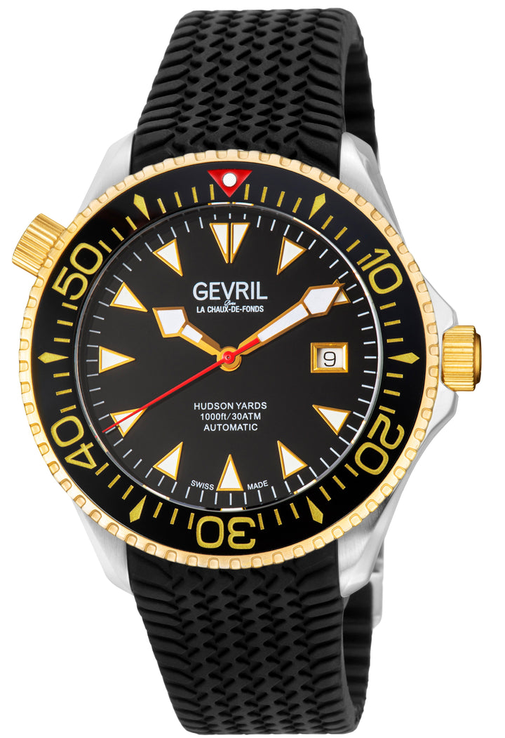 Hudson Yards  -  Rubber Swiss Made SW200 ceramic rotating bezel helium valve, Bl