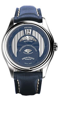 MO2-HS2 Jumping Hour Blue Dial / Blue Leather Strap Blue Guilloch decorated dial