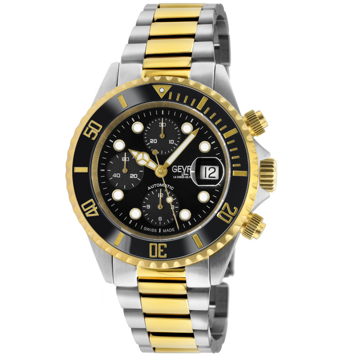 Wall Street Swiss Automatic Chronograph SW500 Black Ceramic Bezel Divers Watch t