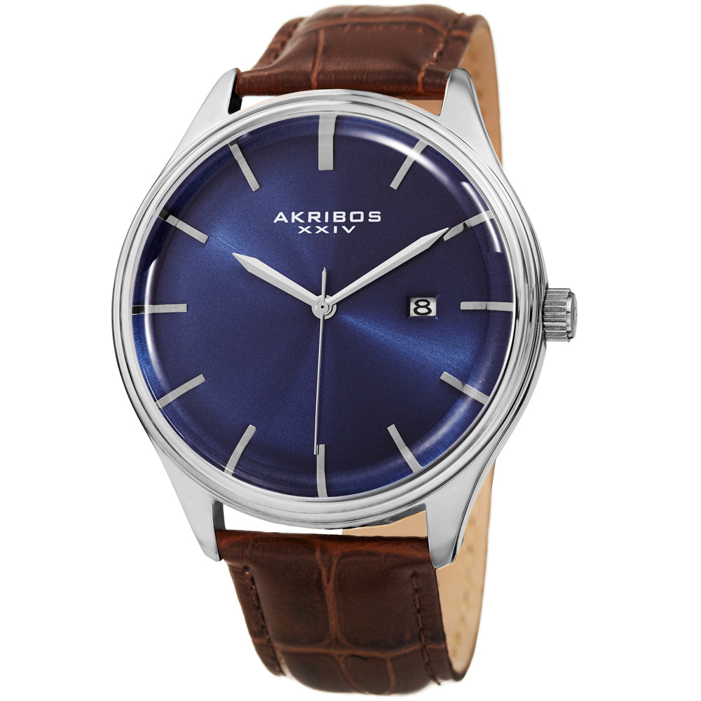 Casual-AK914SSBU Brown/Leather | Blue Dial