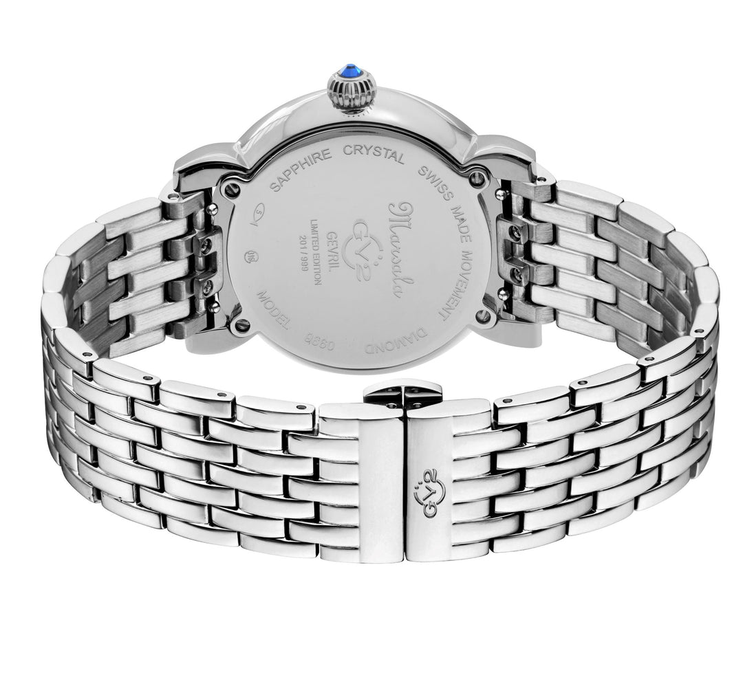 Marsala GV2 Women's Diamond Swiss Quartz Watch, White MOP dial, 8 Diamonds, SS B
