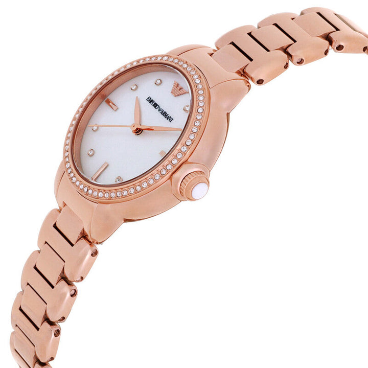 Mia White Mother-Of-Pearl Dial / Rose Gold-Tone Stainless Steel Bracelet Mother-