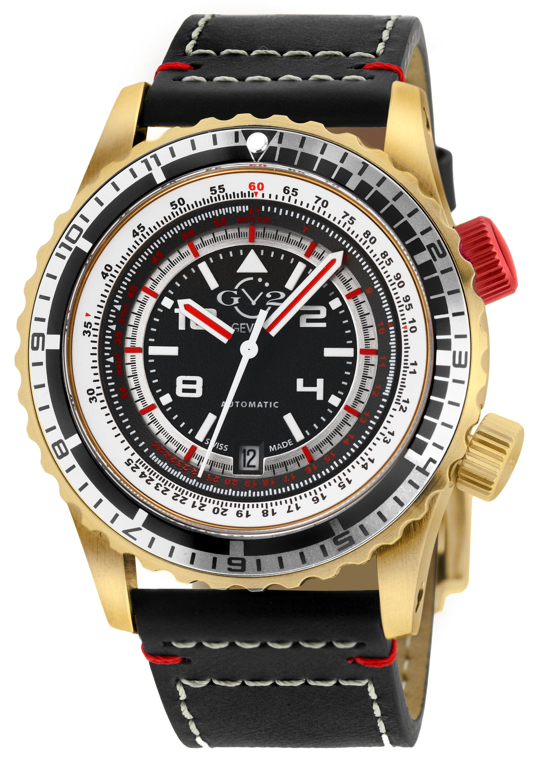 Contasecondi Gold GV2 by Gevril Swiss Automatic Dual Rotating Bezel Watch | Blac
