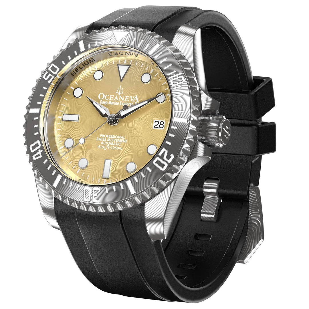 Deep Marine Explorer II Damascus Grey Bezel| Gold Dial
