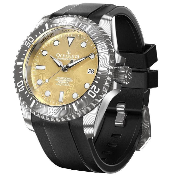 Deep Marine Explorer II Damascus Grey Bezel| Gold Dial