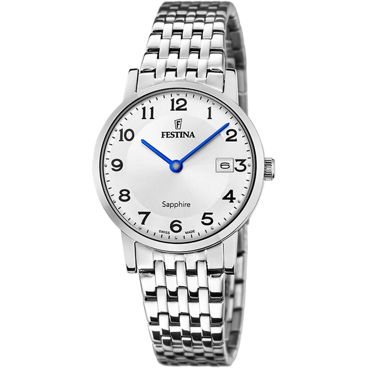 Swiss Made Silver / Stainless Steel Silver Dial