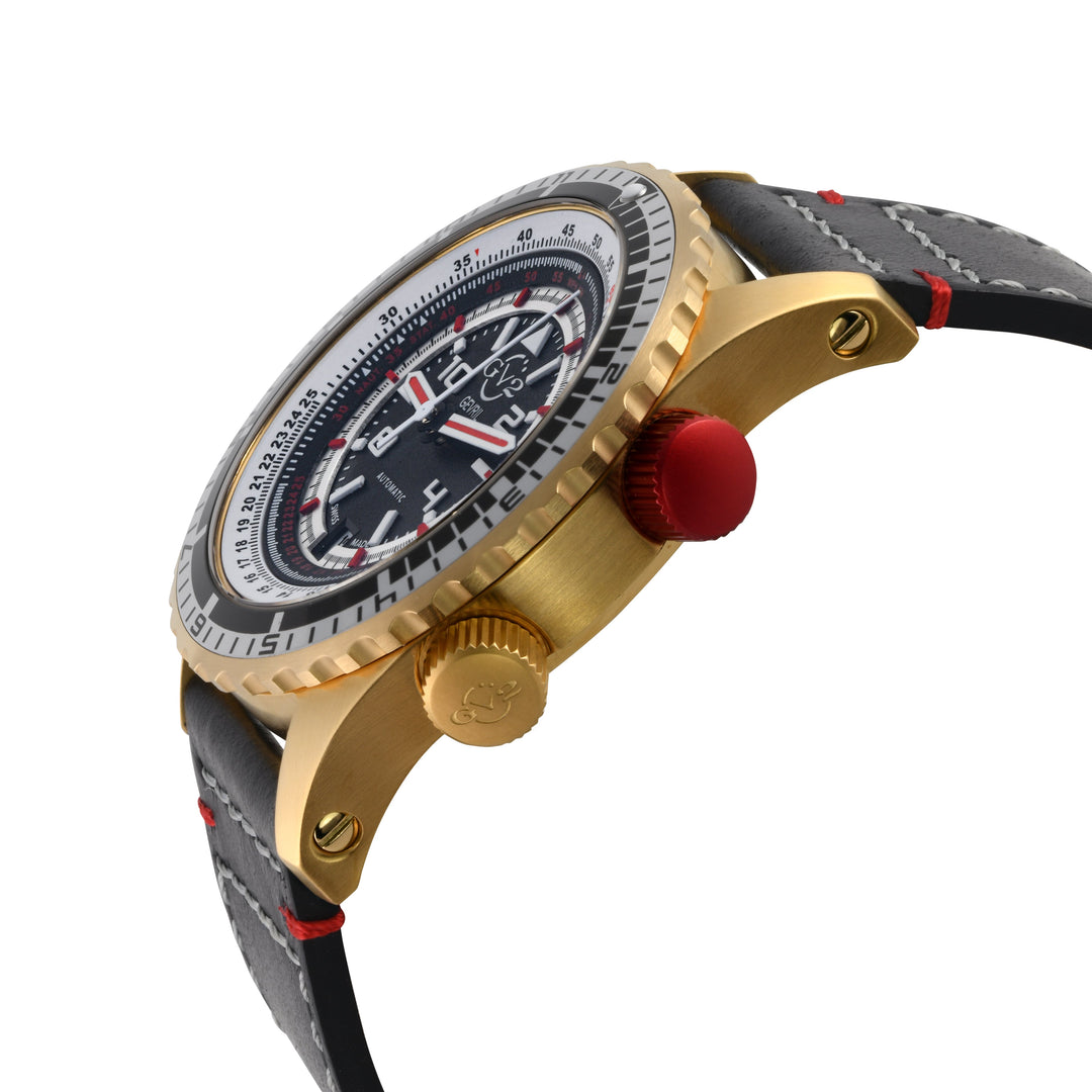 Contasecondi Gold GV2 by Gevril Swiss Automatic Dual Rotating Bezel Watch | Blac