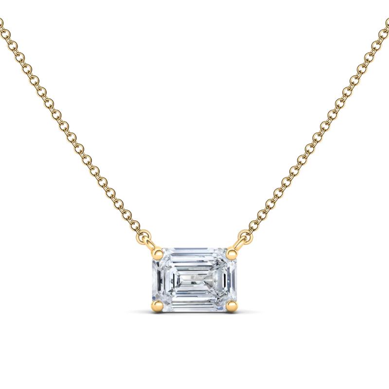 Solitaire Emerald Cut Diamond Necklace