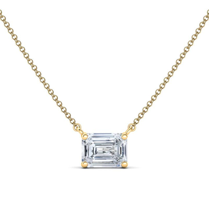 Solitaire Emerald Cut Diamond Necklace