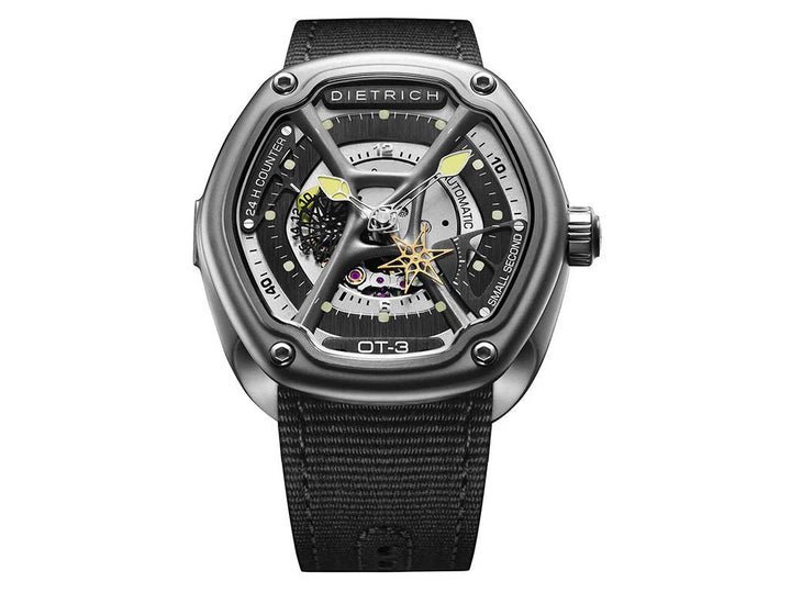 Dietrich 46mm / Black Yellow Stitching | Skeleton Dial