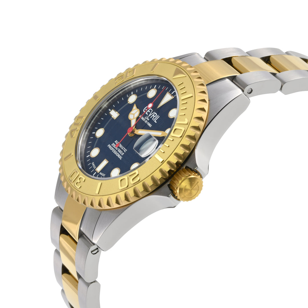 Wall Street Gevril Swiss Made SW200 Steel Rotating Bezel Diver's watch, Two tone