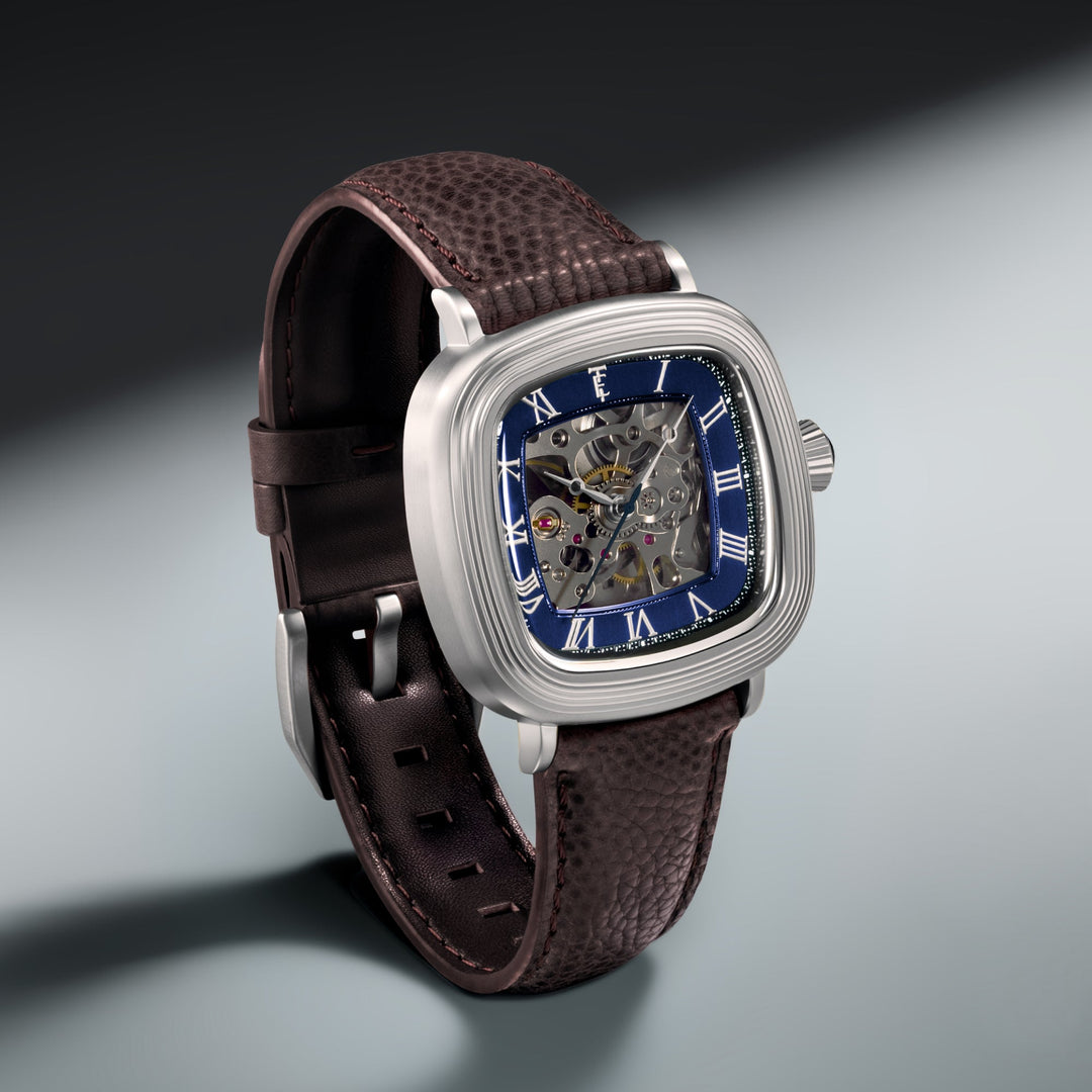 Heritage Chester Skeleton Automatic Blue / Genuine Leather | Blue Dial