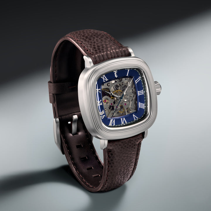 Heritage Chester Skeleton Automatic Blue / Genuine Leather | Blue Dial