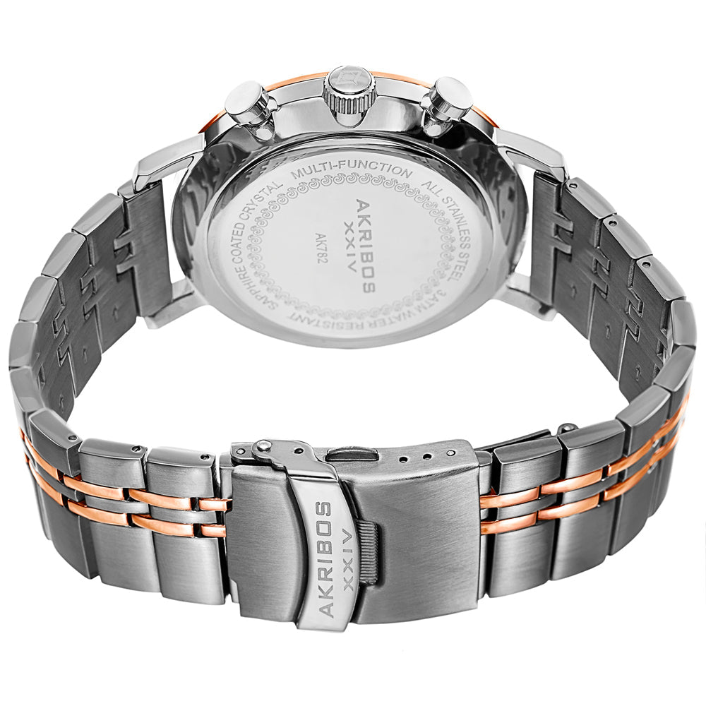 AK782TTR-Casual Steel, Rose Gold/Stainless Steel | Black Dial