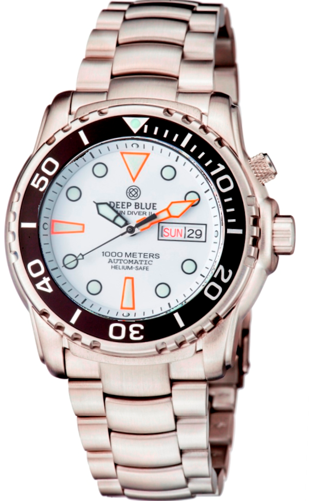 Pro Sea Diver II 44mm White Glossy Orange Indices Dial White Dial